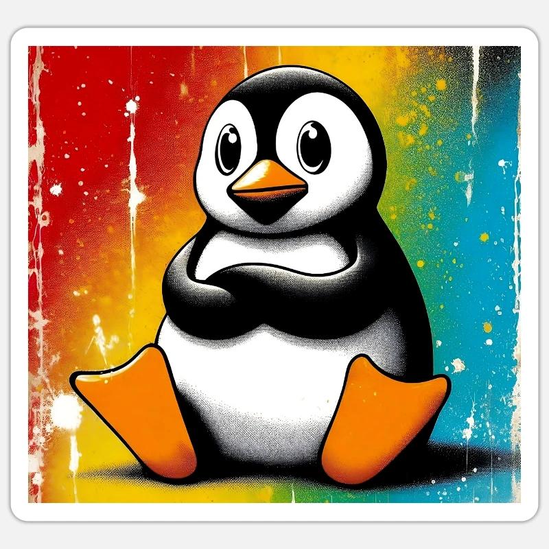 pingouin - Sticker taille S (10 x 10 cm) - blanc mat