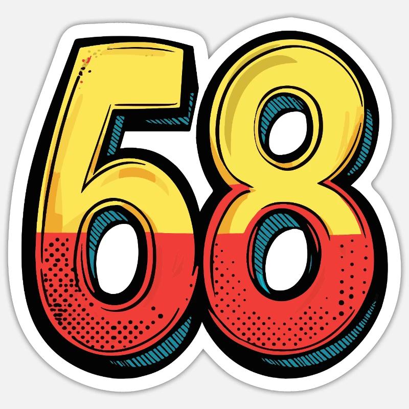 Bande dessinée à 68 numéros - Sticker taille S (10 x 10 cm) - blanc mat
