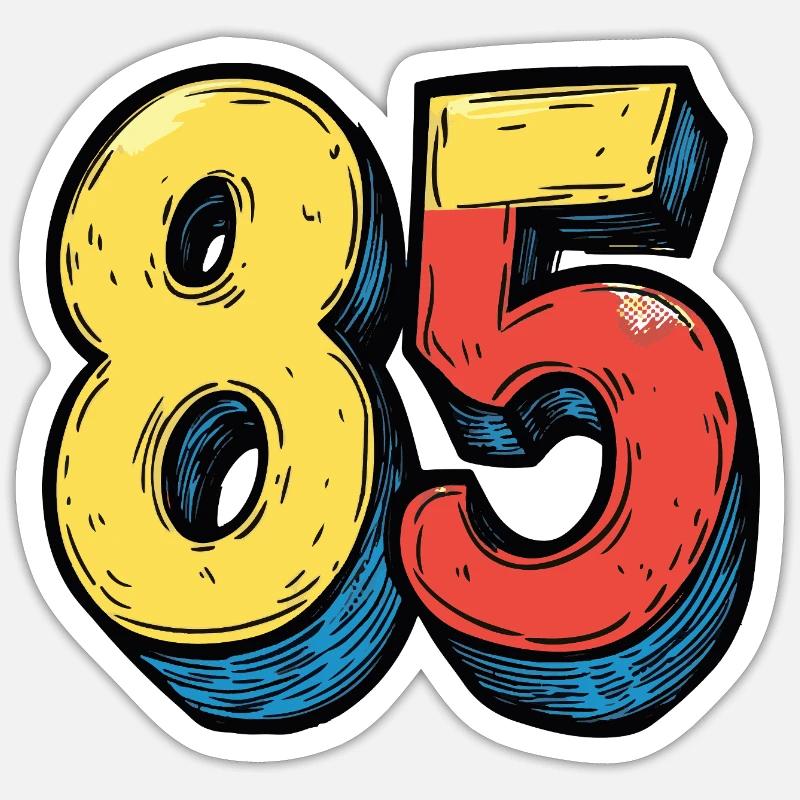 85 Zahl Comic - Sticker Größe S (10 x 10 cm) - Mattweiß