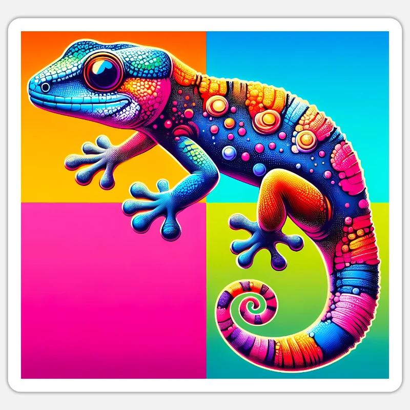 Gecko - Sticker taille S (10 x 10 cm) - blanc mat
