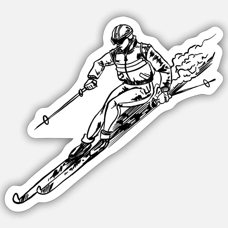 Ski - Sticker taille S (10 x 10 cm) - blanc mat