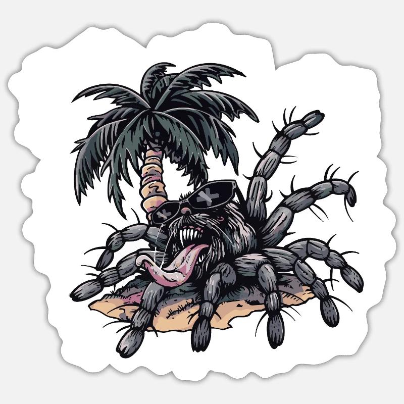 Tarantula Island Palm Tree - Sticker size S (10 x 10 cm) - white matte