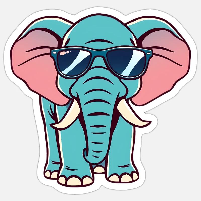 Elefant - Sticker Größe S (10 x 10 cm) - Mattweiß
