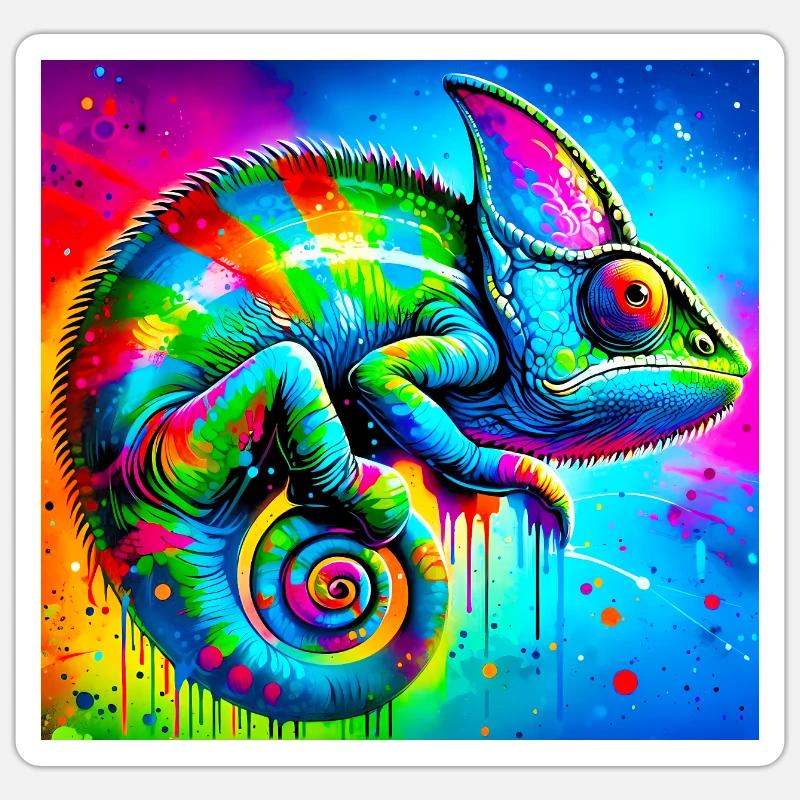 caméléon - Sticker taille S (10 x 10 cm) - blanc mat