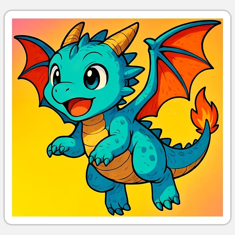 Drache - Sticker Größe S (10 x 10 cm) - Mattweiß