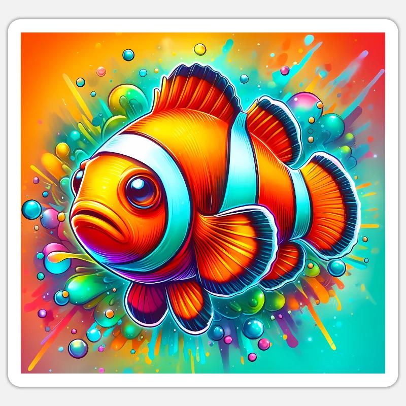 Clownfisch - Sticker Größe S (10 x 10 cm) - Mattweiß
