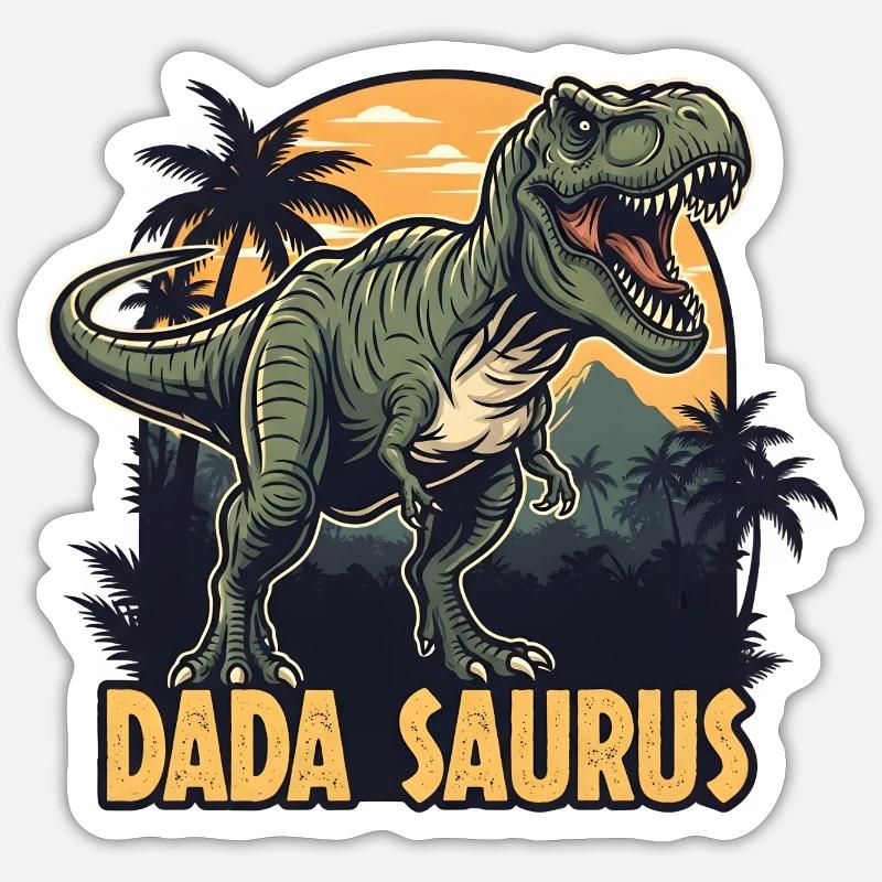 Dada Saurus T-Rex Illustration - Sticker Größe S (10 x 10 cm) - Mattweiß