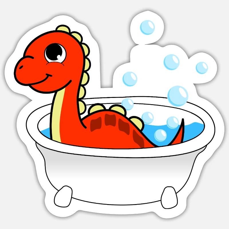 Baignoires Dinosaure - Sticker taille S (10 x 10 cm) - blanc mat