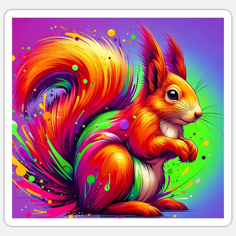 Eichhörnchen - Sticker Größe S (10 x 10 cm) - Mattweiß