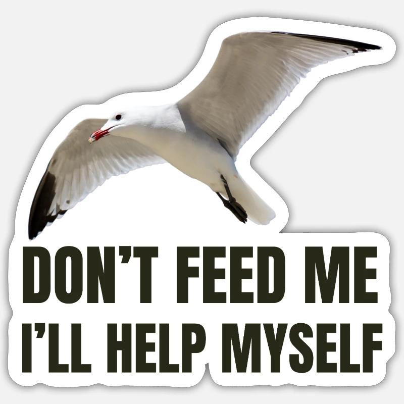 Mouette avec une déclaration audacieuse - Sticker taille S (10 x 10 cm) - blanc mat