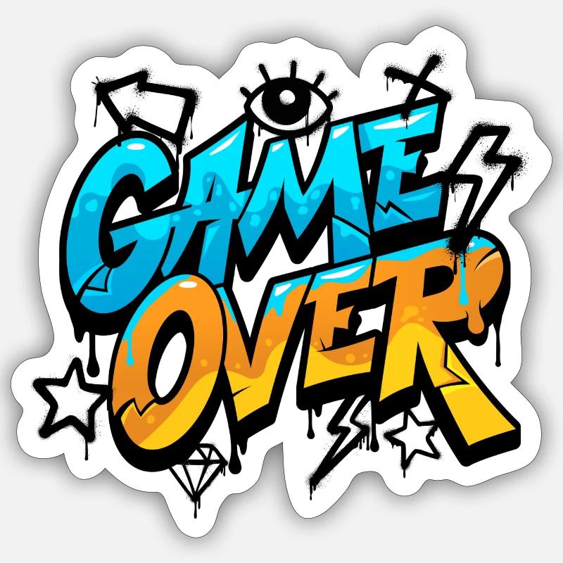 Game Over Conception de style graffiti Sticker taille S (10 x 10 cm)