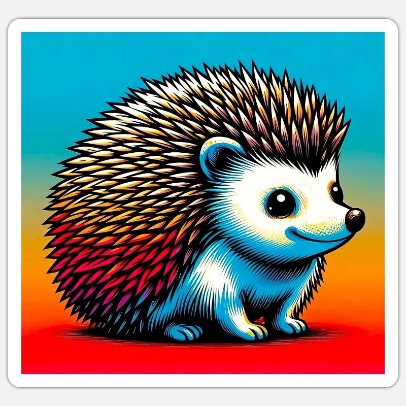 hérisson - Sticker taille S (10 x 10 cm) - blanc mat