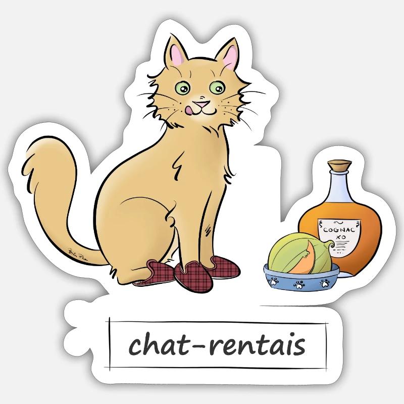 Chat-rentais - Sticker taille S (10 x 10 cm) - blanc mat