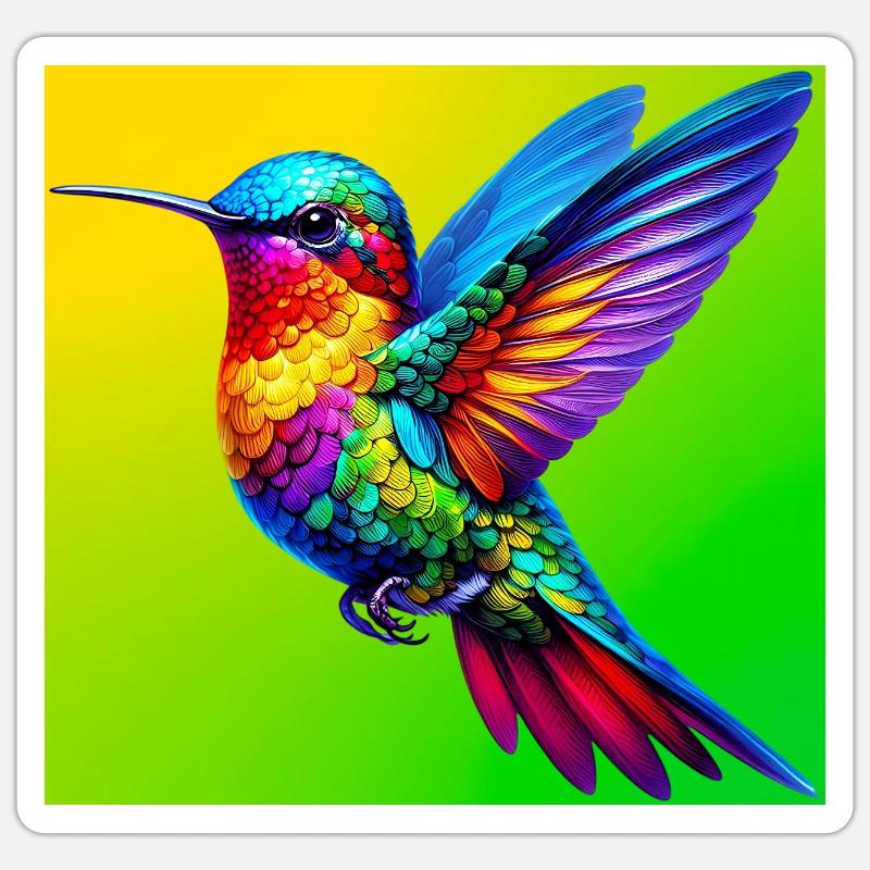 colibri - Sticker taille S (10 x 10 cm) - blanc mat