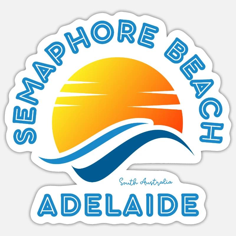 Semaphore Beach, Adélaïde, Coucher de soleil Sticker taille S (10 x 10 cm)