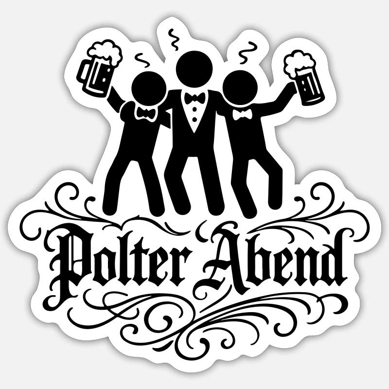 Polterabend Bräutigam Party - Sticker Größe S (10 x 10 cm) - Mattweiß