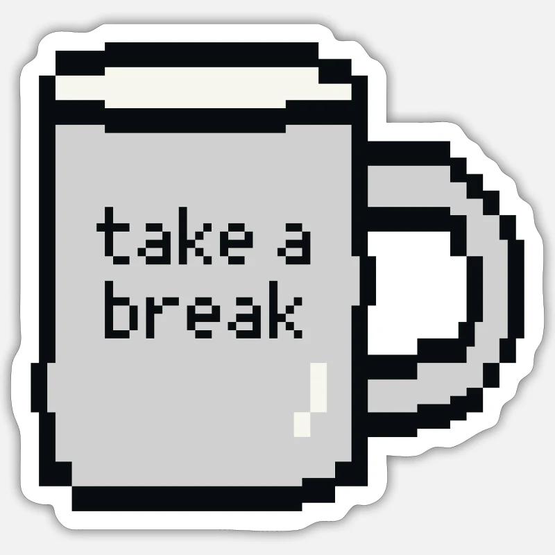 Relax Check Pixel Art Mug Sticker size S (10 x 10 cm)