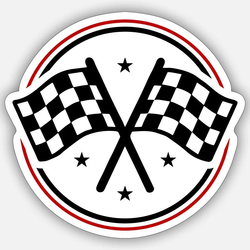 Drapeau de course à damier Sticker taille S (10 x 10 cm)
