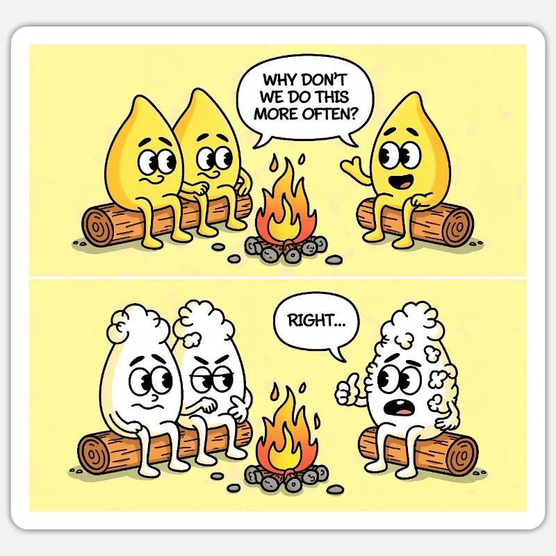 Popcorn Gag – Campfire Fun Gone Wrong - Sticker Größe S (10 x 10 cm) - Mattweiß