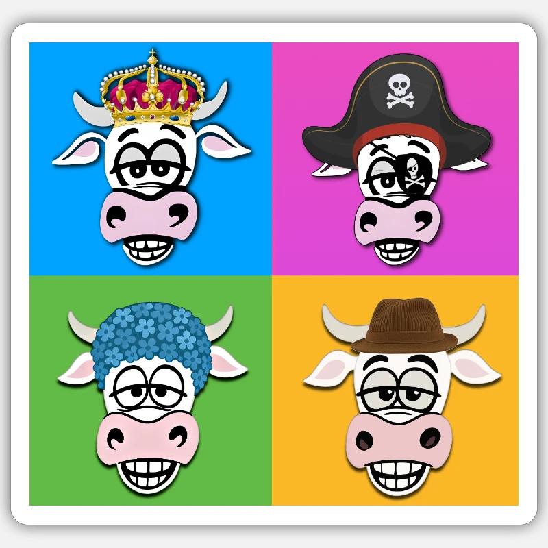 Kuh-Quartett - Sticker Größe S (10 x 10 cm) - Mattweiß