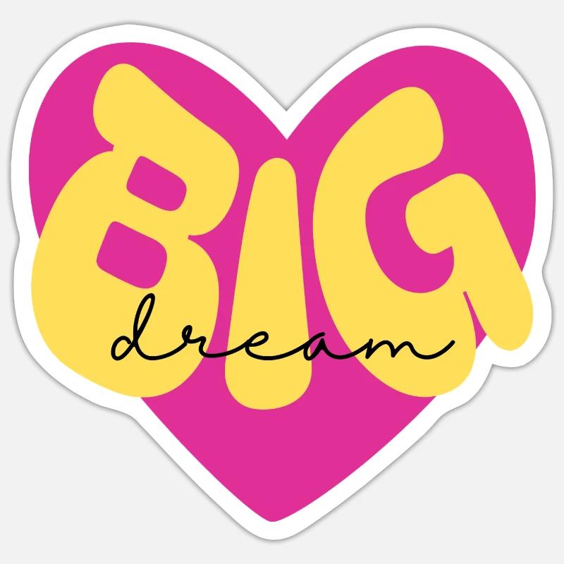 Farbenfrohes Herzdesign "Dream Big" - Sticker Größe S (10 x 10 cm) - Mattweiß