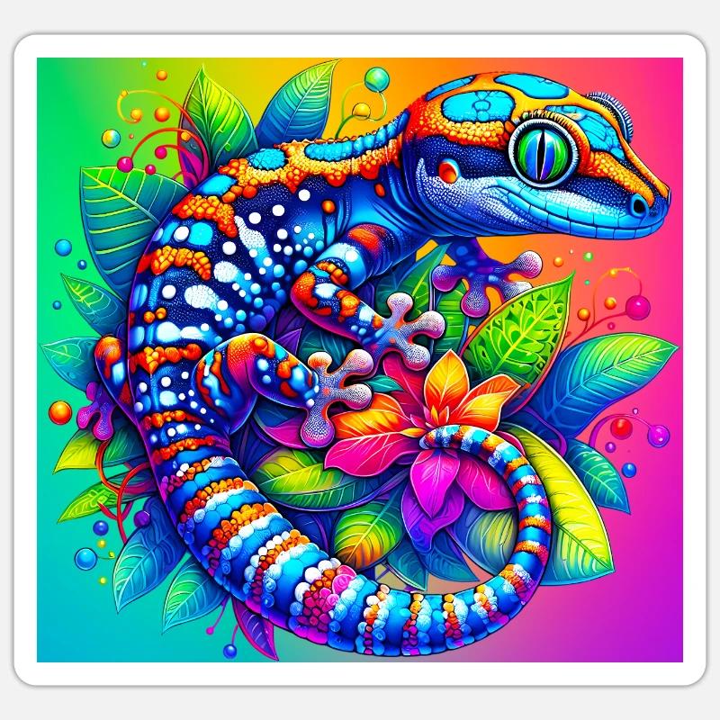Gecko - Sticker taille S (10 x 10 cm) - blanc mat