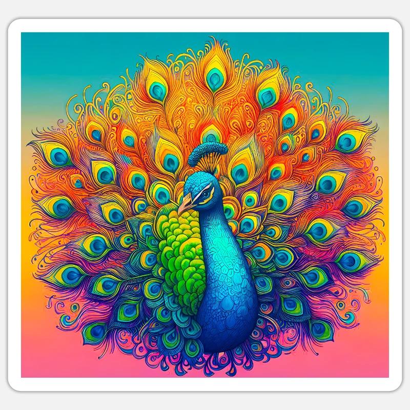 peacock - Sticker size S (10 x 10 cm) - white matte