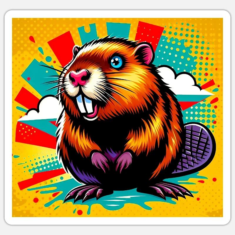 Bieber - Sticker Größe S (10 x 10 cm) - Mattweiß