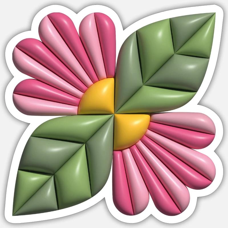 Carré de fleur 3D - Sticker taille S (10 x 10 cm) - blanc mat