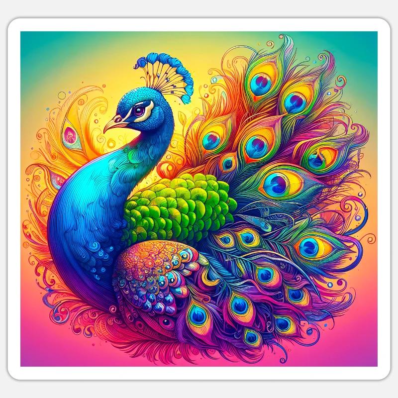 peacock - Sticker size S (10 x 10 cm) - white matte