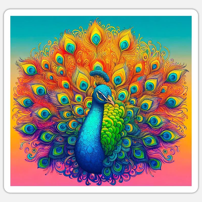 peacock - Sticker size S (10 x 10 cm) - white matte