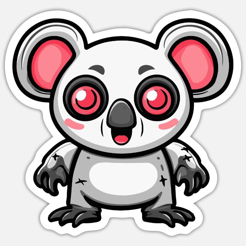 Koala Halloween Bande Dessinée Drôle - Sticker taille S (10 x 10 cm) - blanc mat