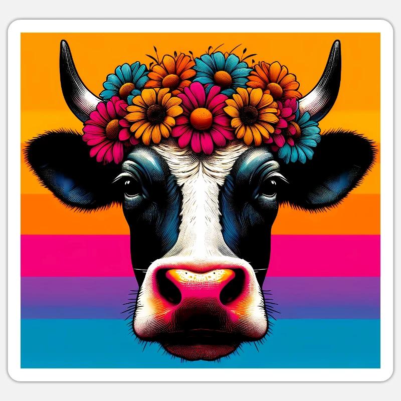 vache - Sticker taille S (10 x 10 cm) - blanc mat