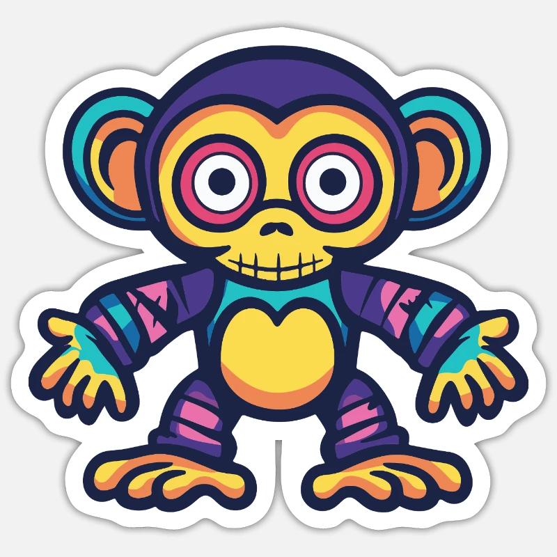 Monkey Halloween Zombie - Sticker size S (10 x 10 cm) - white matte