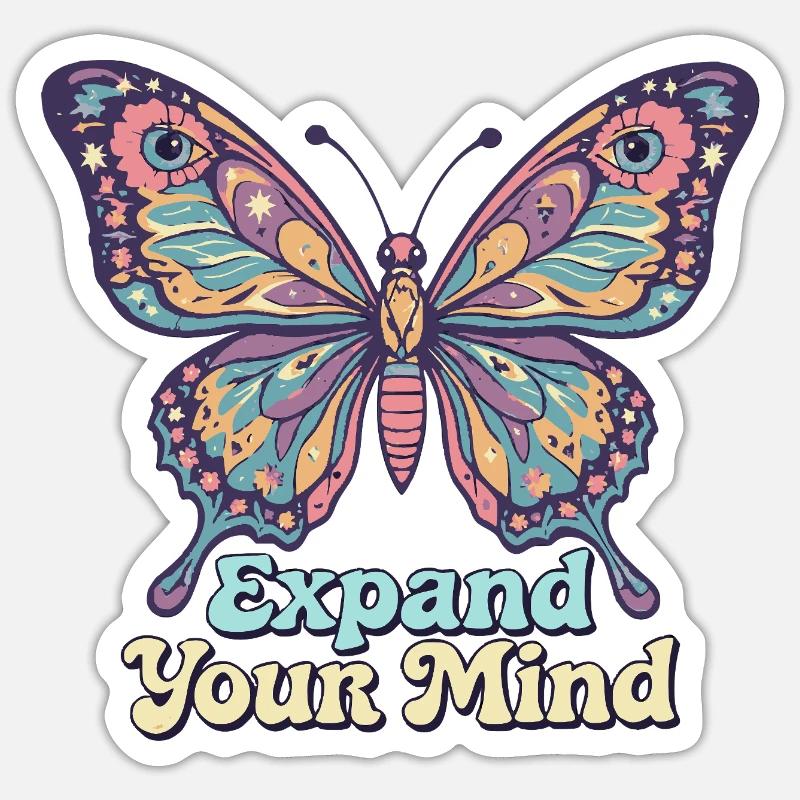 Psychedelic Retro – Expand Your Mind - Sticker size S (10 x 10 cm) - white matte