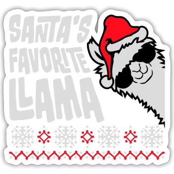 Santa's Favorite Llama Cool Side Sunglasses - Sticker size S (10 x 10 cm) - white matte - Front