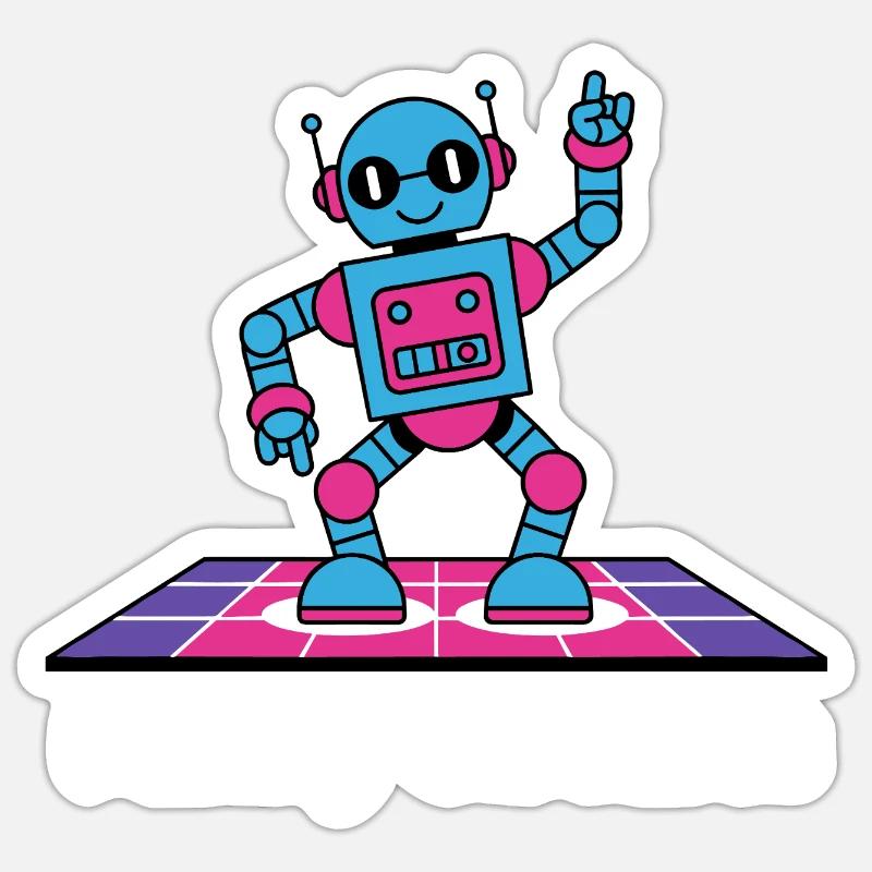 Funky Circuits Roboter - Sticker Größe S (10 x 10 cm) - Mattweiß