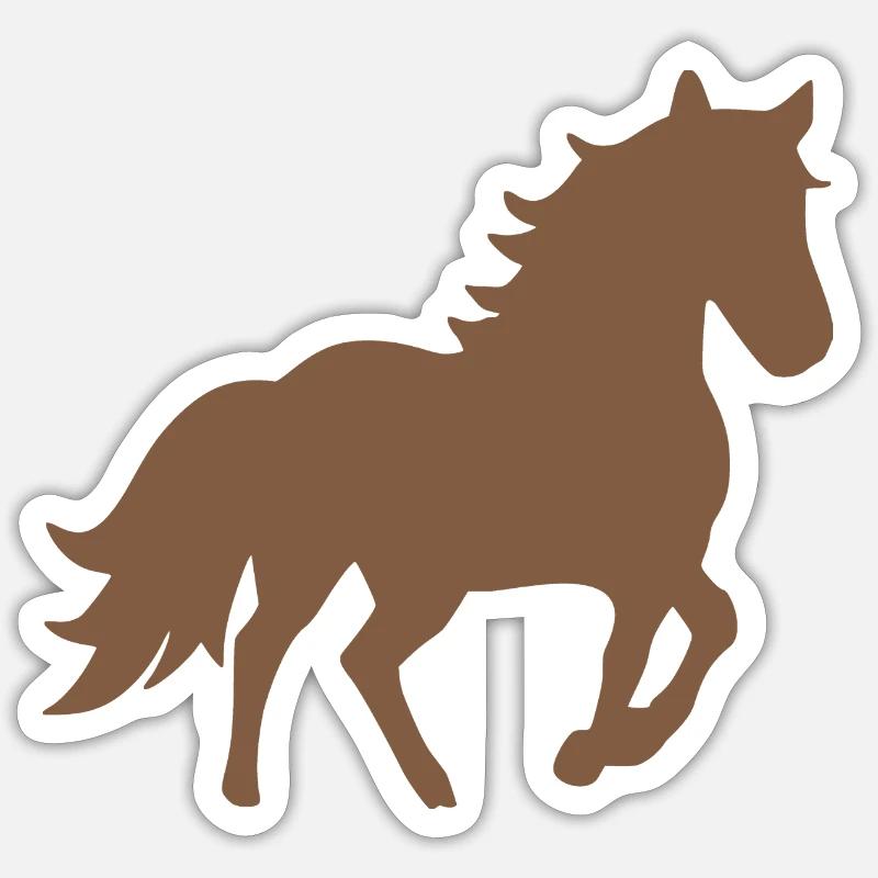 Pferd Silhouetten Geschenk Reiter - Sticker Größe S (10 x 10 cm) - Mattweiß