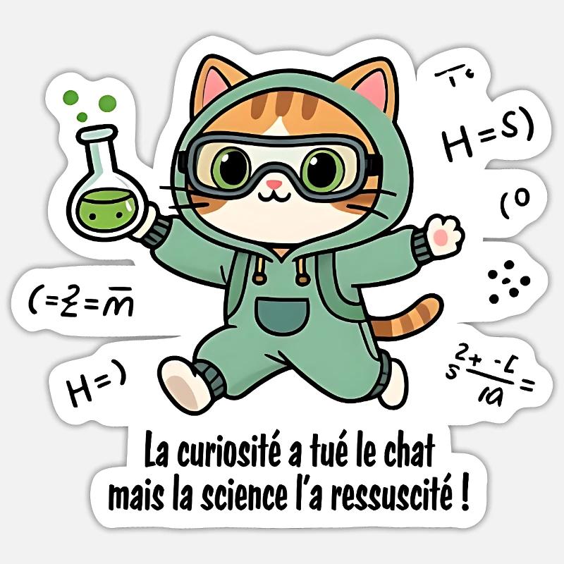 Curiosity has killed the cat, science... - Sticker size S (10 x 10 cm) - white matte
