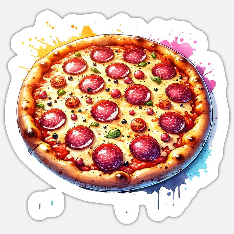 Pizza - Sticker taille S (10 x 10 cm) - blanc mat