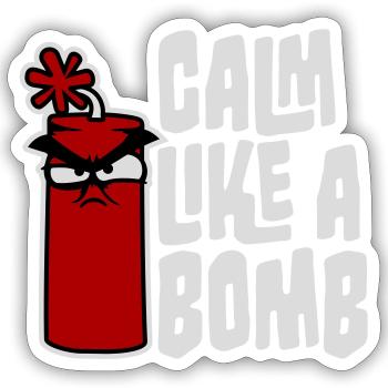 Calm Like Bomb Paradox Irony Humor Explosive Joke - Sticker size S (10 x 10 cm) - white matte - Front