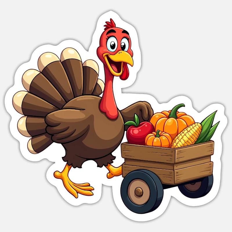 Thanksgiving Drôle Dinde de Thanksgiving Sticker taille S (10 x 10 cm)