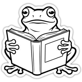 Lesender Frosch Cartoon Illustration - Sticker Größe S (10 x 10 cm) - Mattweiß - Vorne