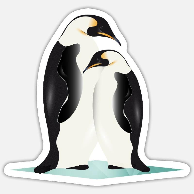 Deux pingouins élégamment dessinés Sticker taille S (10 x 10 cm)