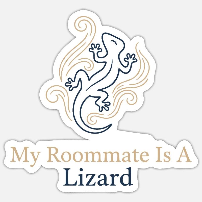 My roommate is a lizard - Sticker size S (10 x 10 cm) - white matte