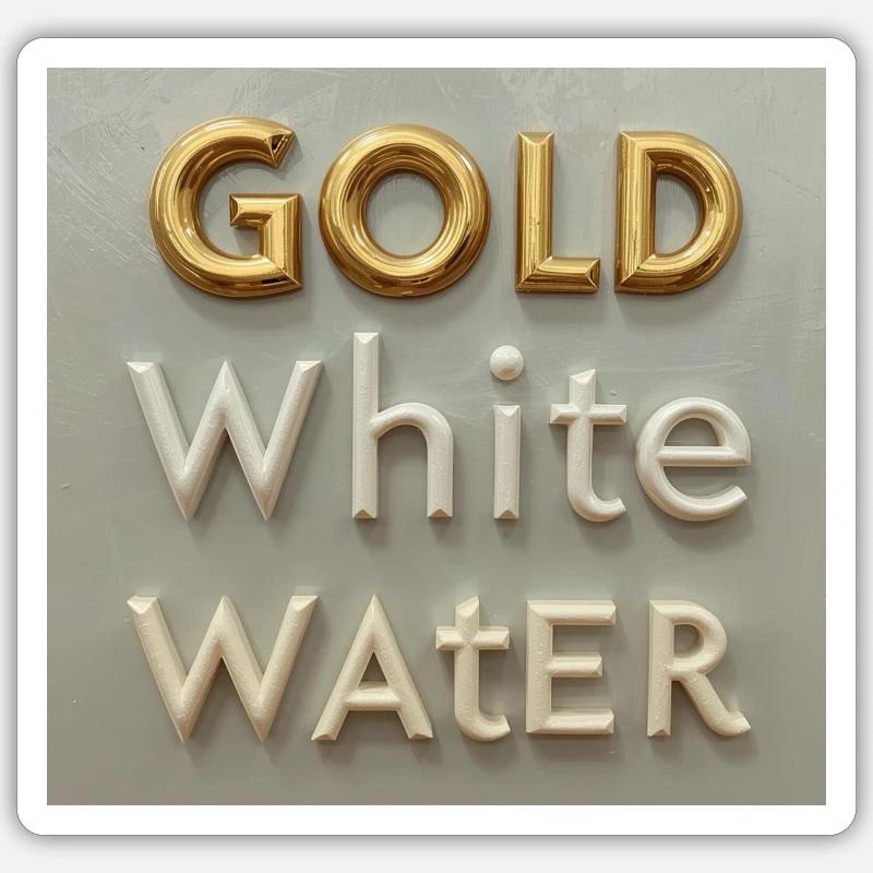 Golden White Water Typografie - Sticker Größe S (10 x 10 cm) - Mattweiß
