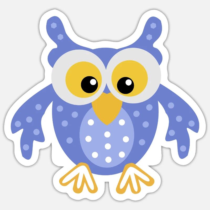 Lustige Eule in Blau - Sticker Größe S (10 x 10 cm) - Mattweiß
