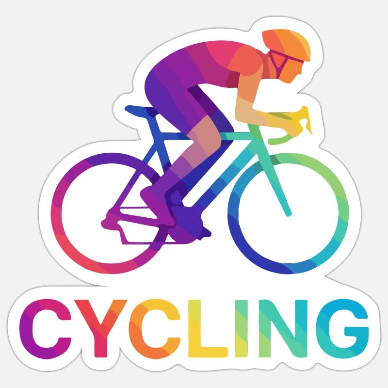 Vibrant Rainbow Cyclist Design Sticker size S (10 x 10 cm)