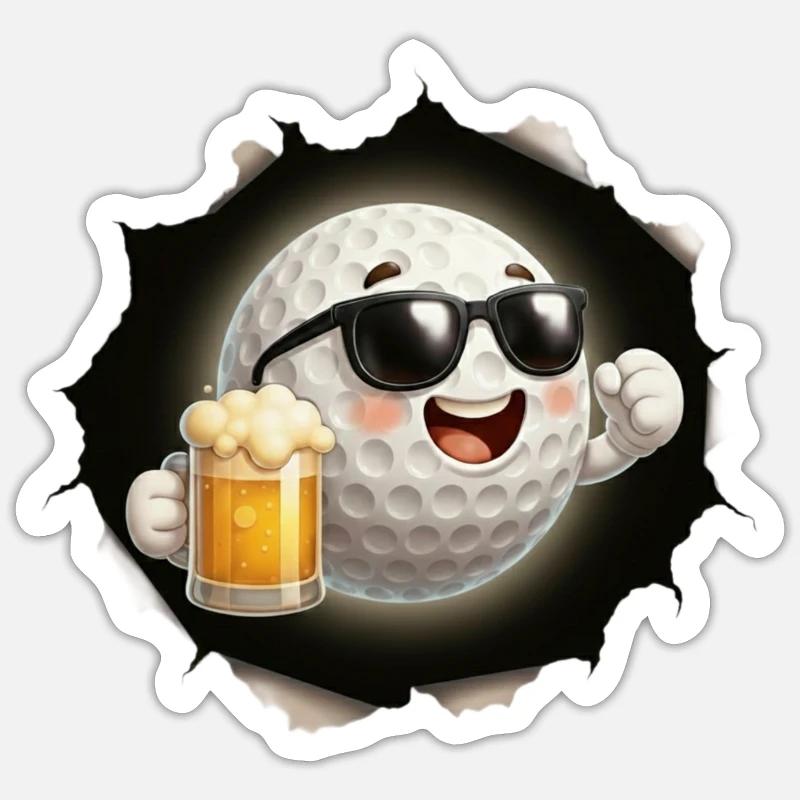 Golf Bier - Sticker Größe S (10 x 10 cm) - Mattweiß
