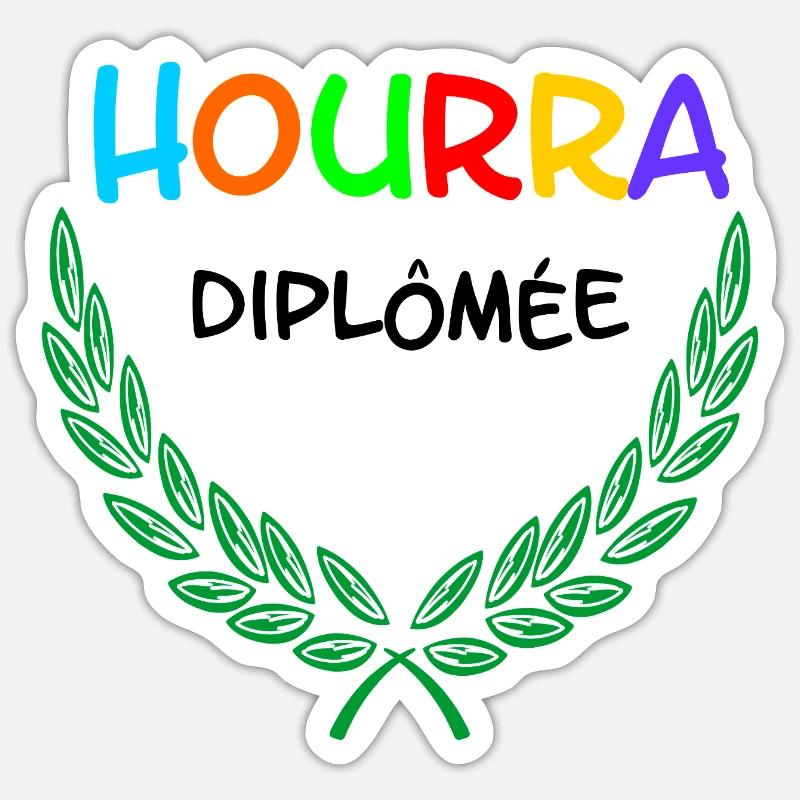 HOURRA Diplômée - Sticker taille S (10 x 10 cm) - blanc mat
